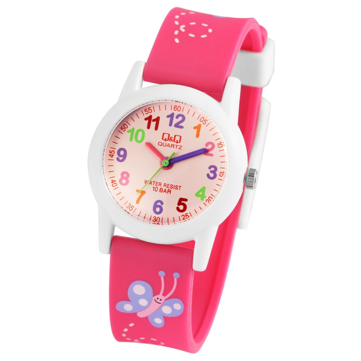 Montre pour enfants Q&Q "Butterfly", bracelet en résine, 10 ATM