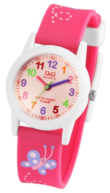 Montre pour enfants Q&Q "Butterfly", bracelet en résine, 10 ATM