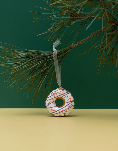 Handmade papier-mache White donut