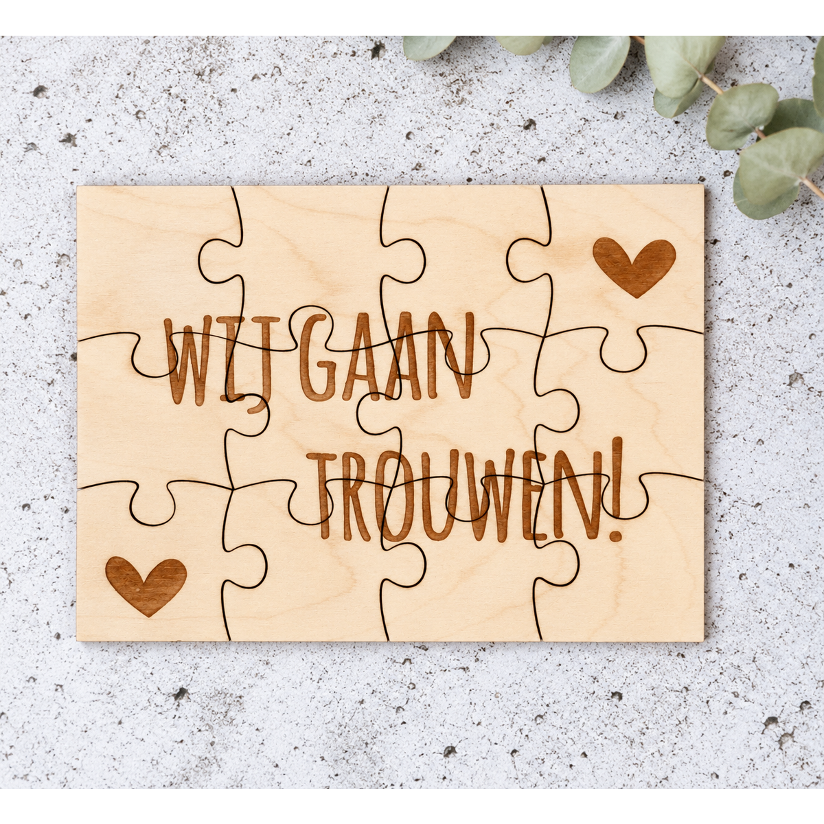 Aankondiging houten puzzel | Wij gaan trouwen!
