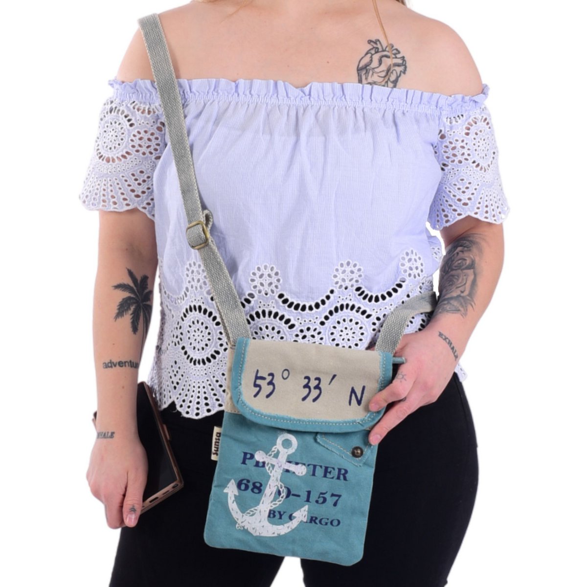 Sac bandoulière femme Sunsa. Sac à bandoulière de style maritime. Sac à main en toile. petit sac bandoulière pour femme.