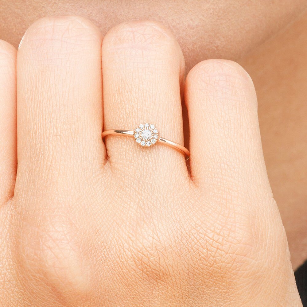 Anillo Pavé II con diamantes, oro rosa de 18 K