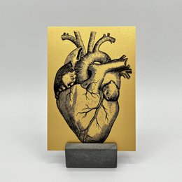 Guldhjerte - indgraveret vintagedesign, gavekort