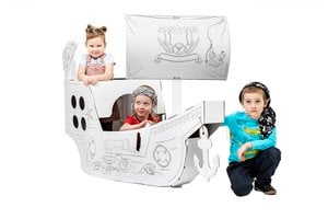 Creative Pirate ship from cardboard, outlined, DIY, white Large, 3+ years