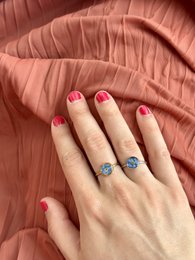 Stainless Steel Ring with real Forget-me-not flower