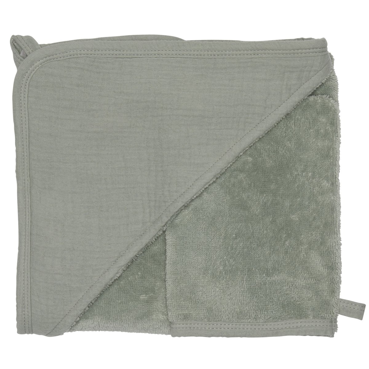 Cape de bain + gant en bambou & gaze de coton - Vert de gris