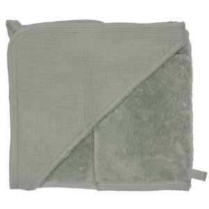 Bath cape + bamboo glove and cotton gauze - Verdigris