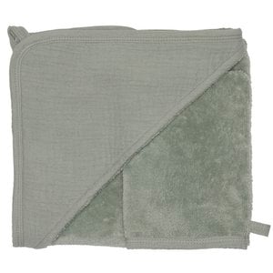 Bath cape + bamboo glove and cotton gauze - Verdigris