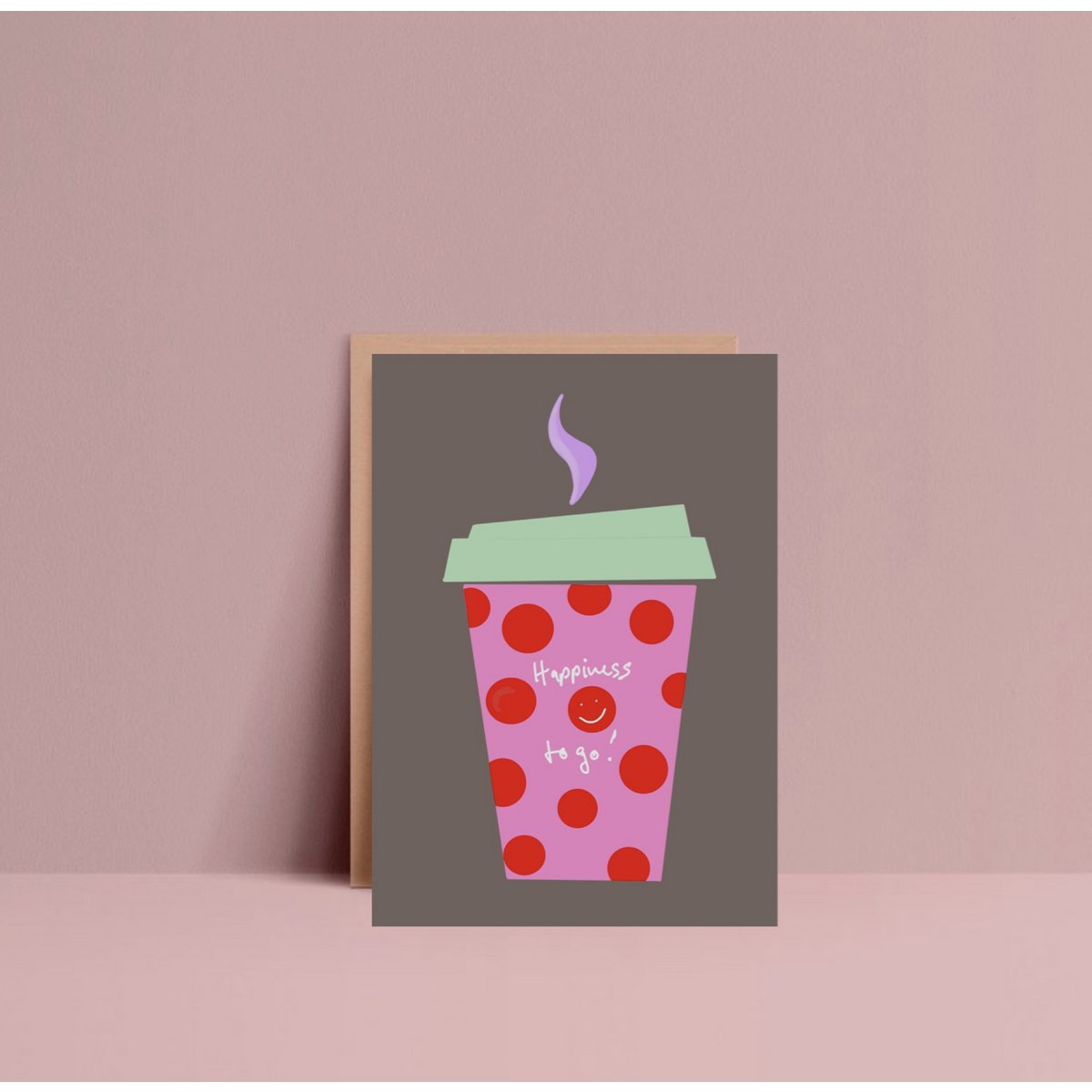 Postkarte „ Happiness to go  „  Coffee