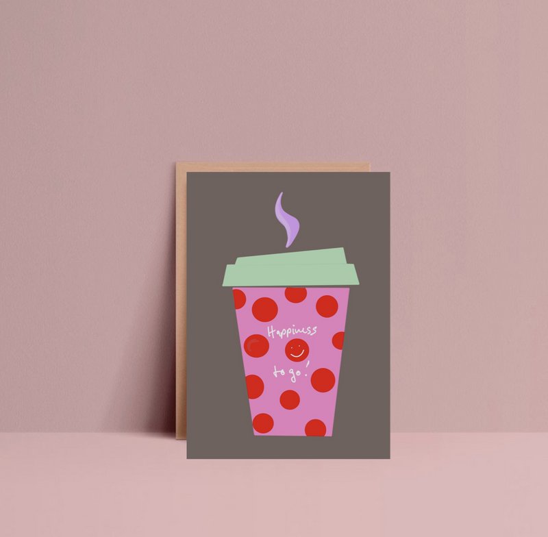 Postkarte „ Happiness to go  „  Coffee