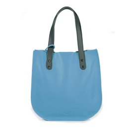 A light blue tote bag with dark gray handles and a matching small pouch. The tote bag has a simple, minimalist design and appears to be made of a durable material, likely canvas or a similar fabric.