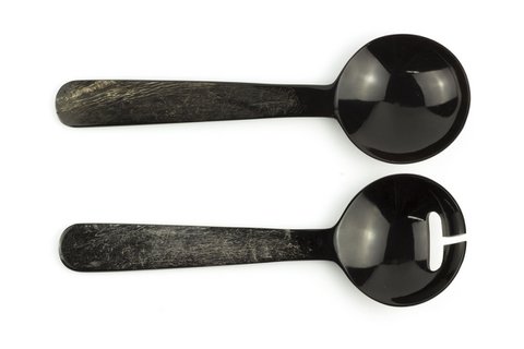 Small cutlery with raw black horn handle