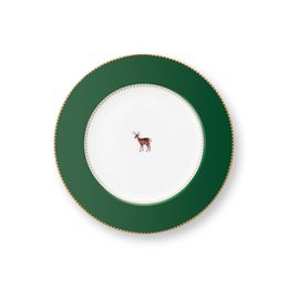 Plate Love Birds Deer Dark Green 17cm