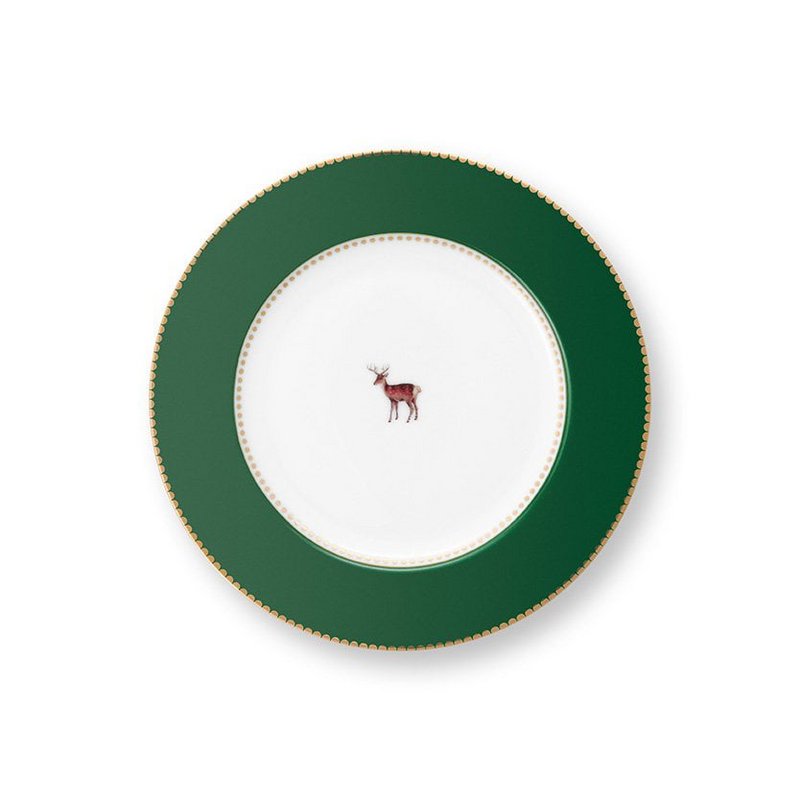 Plate Love Birds Deer Dark Green 17cm