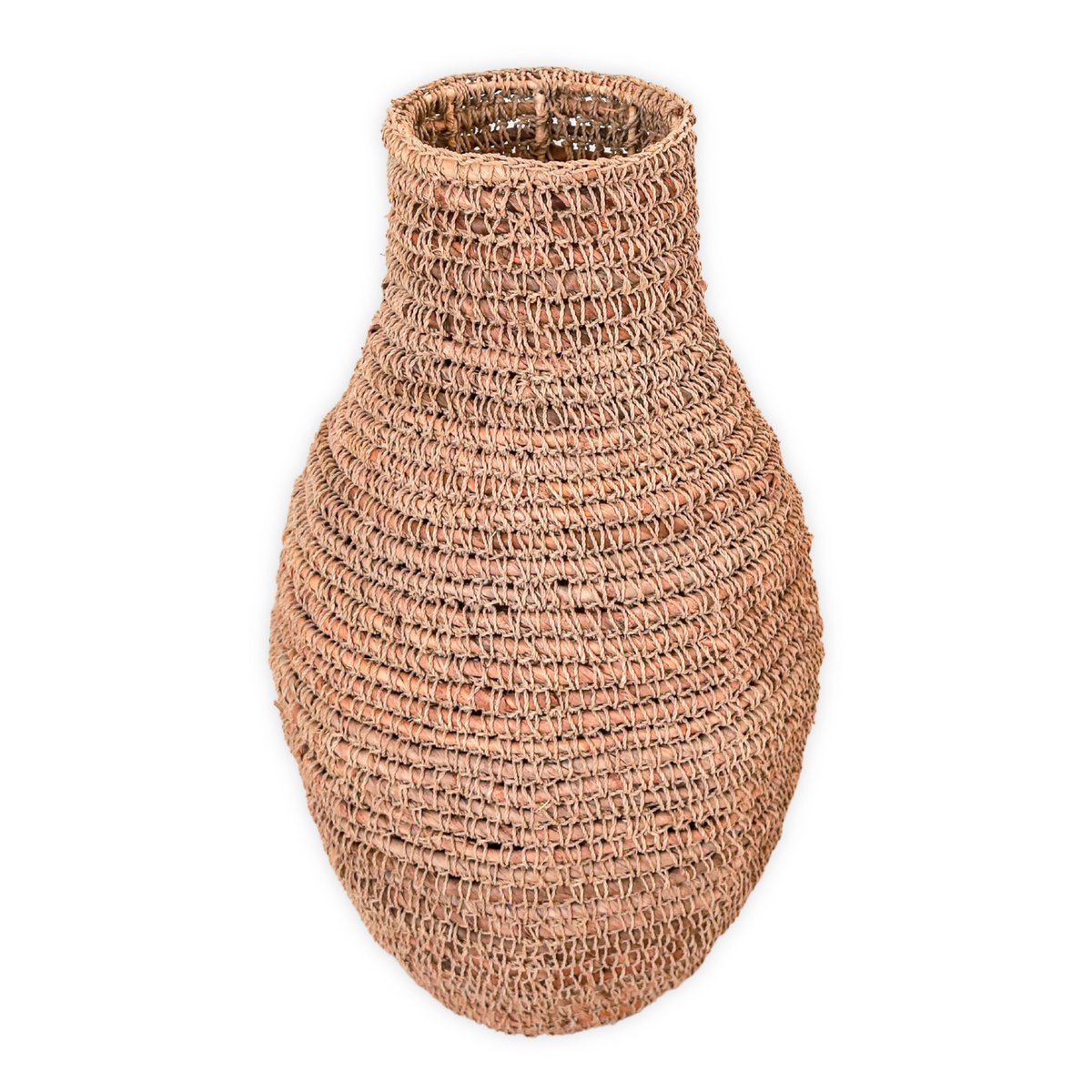 Jarrón Boho Tejido SAKRA de Fibra de Plátano y Rafia