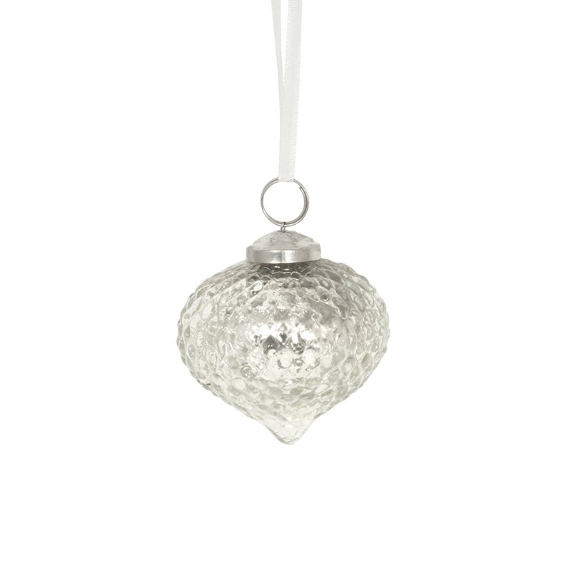 Weihnachtskugel, silberne Farbe, Glas, 8 cm, verantwortlich
