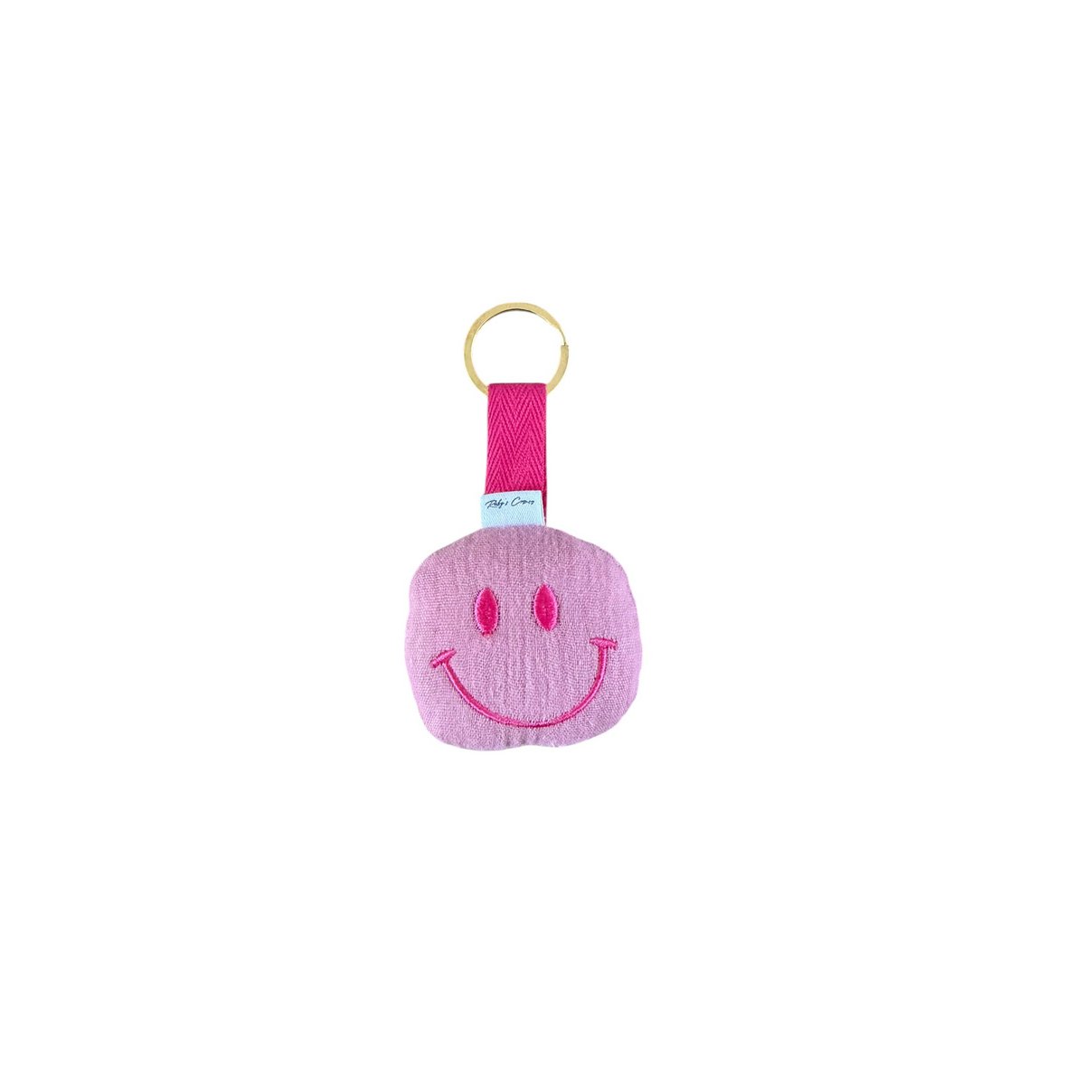 Sleutelhanger Smiley - Mousseline - Roze