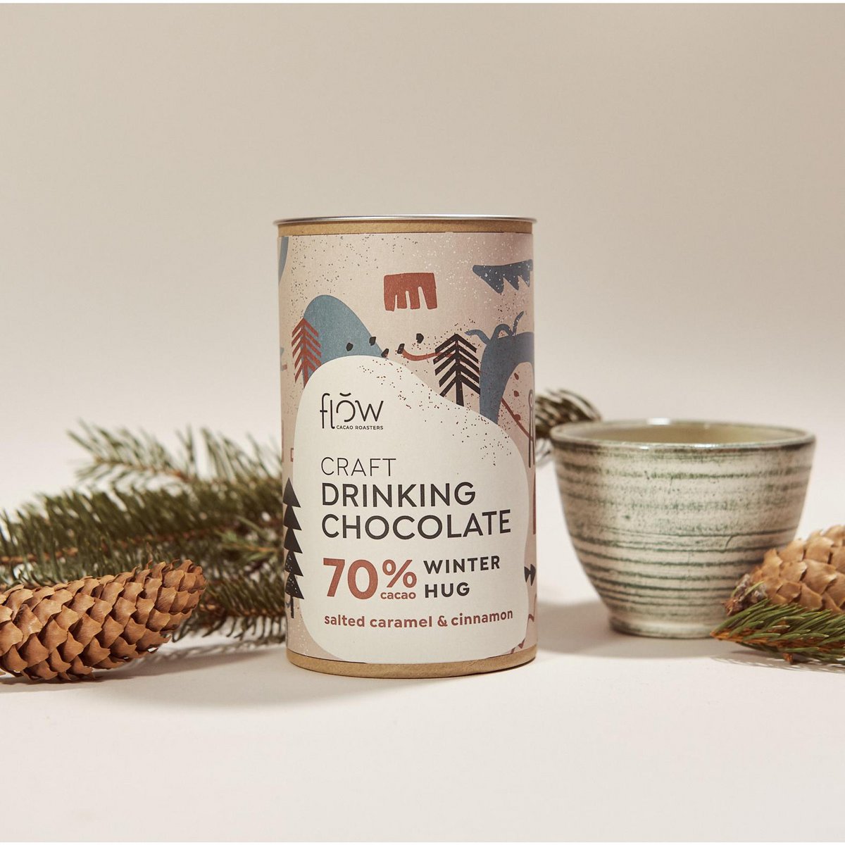 70% SALTED CARAMEL Single Origin Pure Drinking Hot chocolate. Cacao bean to cup.