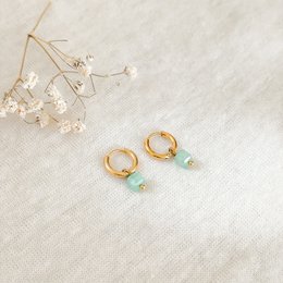 Amazonite Kubus øreringe - guld