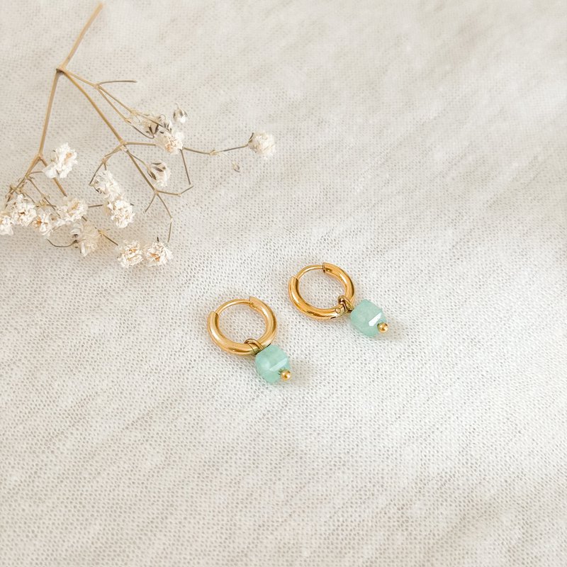 Amazonite Kubus øreringe - guld