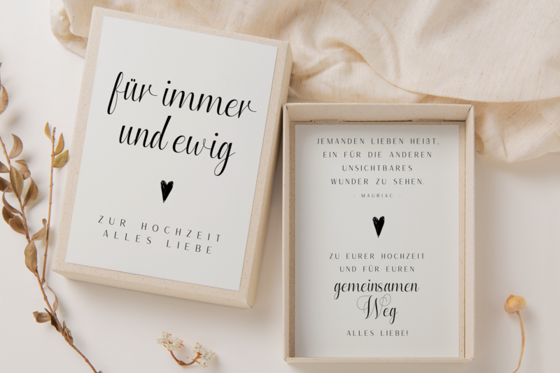Gift box wedding black/white - money gift "forever"