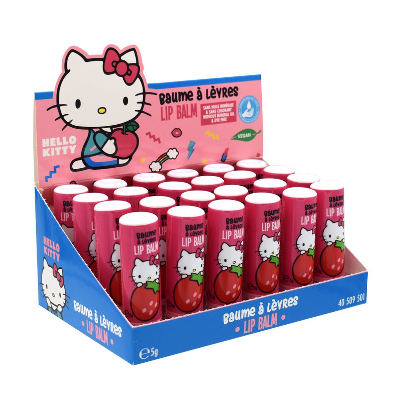 😍Hello Kitty, lotto 24 pezzi di balsamo per le labbra, cura delle labbra, fragranti, gusti, fragola, caramelle, idratazione, bambini, vegani, 5 g, fatti cura