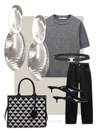 Meia silver colored statement earrings