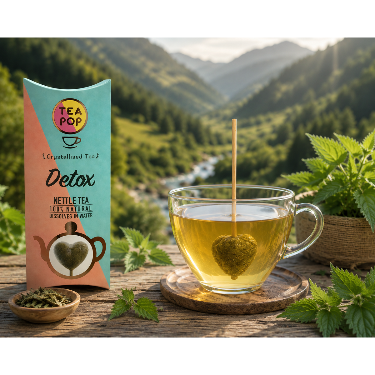 TEA-POP Tea-On-A-Stick | Detox Nettle Tea | 20 Sticks Display Tray