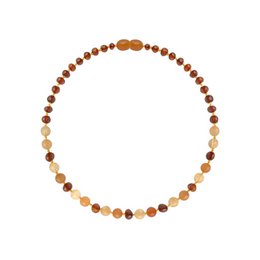 Collar de ámbar niño - coñac y aventurina - 32 cm