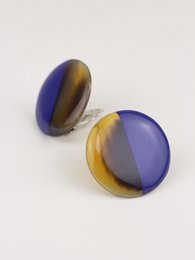 Disc earrings with ear-clip and lavender lacquer
