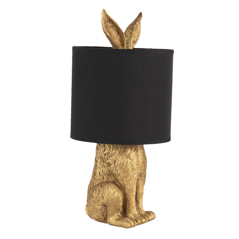 Tischlampe Kaninchen Ø 20x45 cm goldfarbener schwarzer Polyresin -Schreibtischlampe