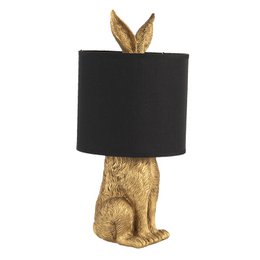 Tischlampe Kaninchen Ø 20x45 cm goldfarbener schwarzer Polyresin -Schreibtischlampe