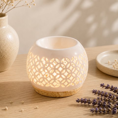 Céramy Series Perfume Burner – Qianbi – Lacquered Ceramic Candle Holder – Diffusion of Scented Waxes, Essential Oils – Decorative Gift Idea