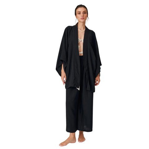 Saga Black Short Kimono