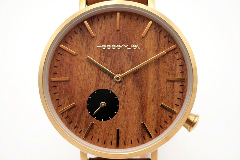 Dameshorloge van metaal en hout - 36 mm