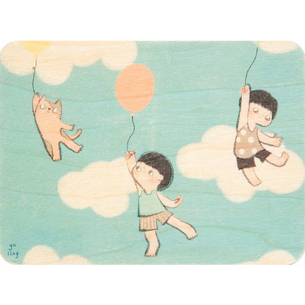 Kinderen 3 wolken kleine houten kaart