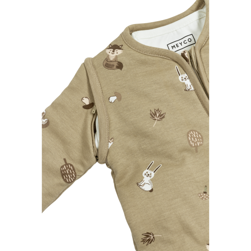 Sovepose 4-sæson interlock jersey Skovdyr Sand one size