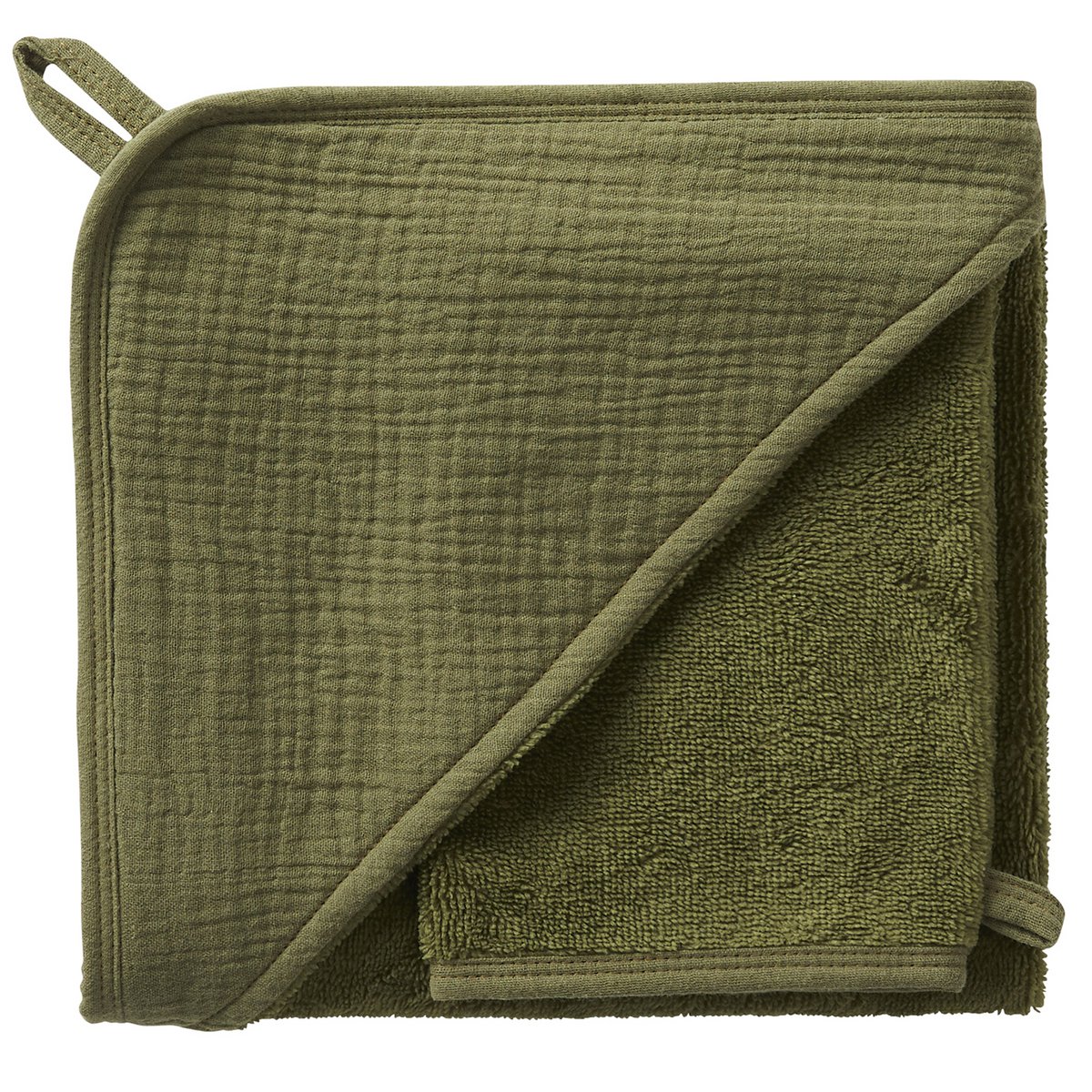 Bath cape + glove in bamboo and cotton gauze - Fern