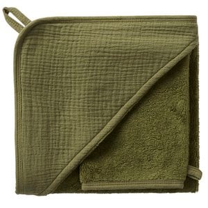 Bath cape + glove in bamboo and cotton gauze - Fern
