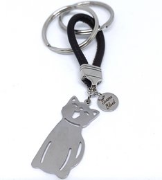 leren sleutelhanger hond of poes