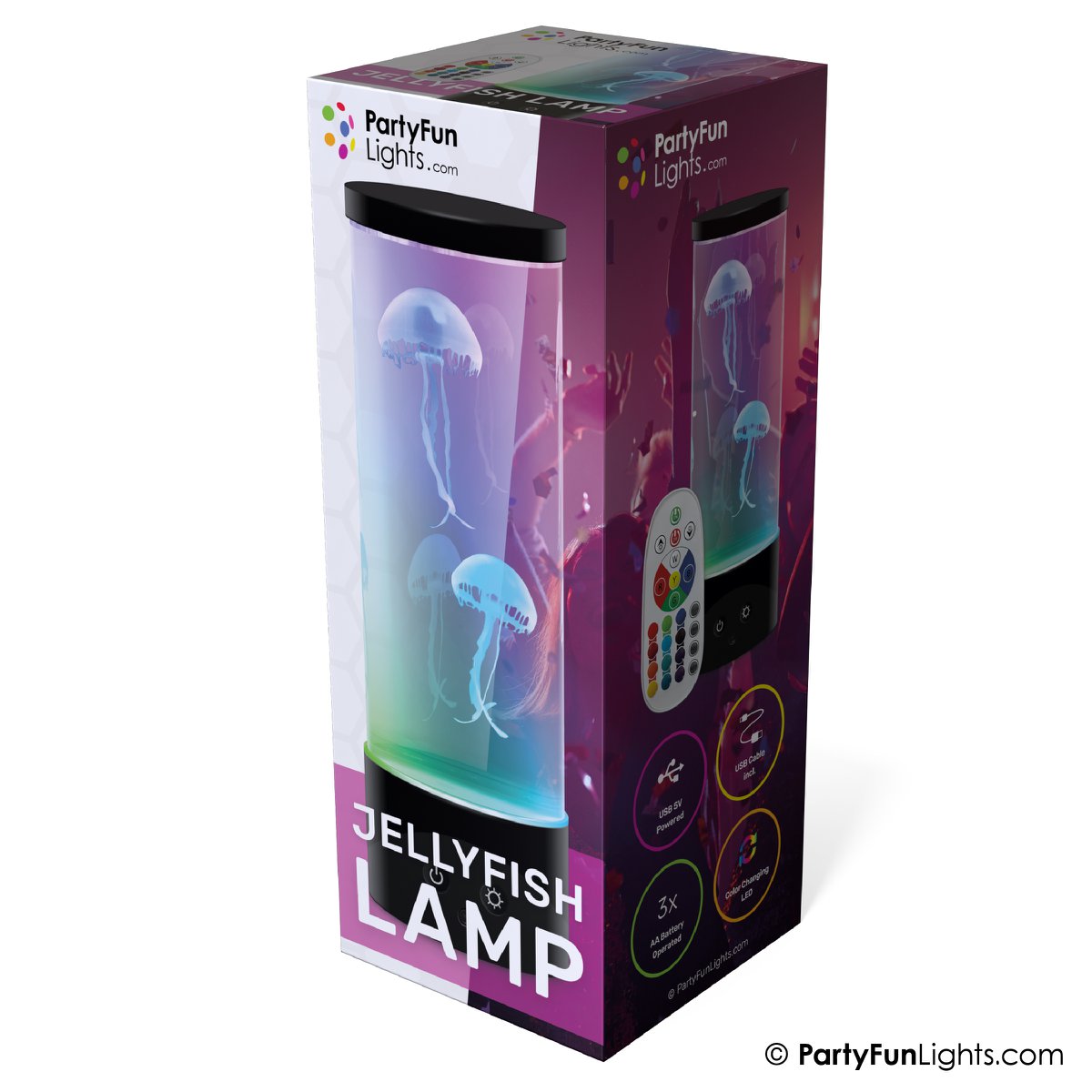 PartyFunLights - Squid lamp - Multi-Color RGB - Works on USB - Batteries