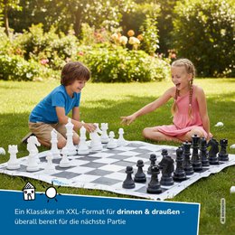 Échecs XXL, terrain de jeu env. 1,50 x 1,50 m, chiffres 13,5–26 cm