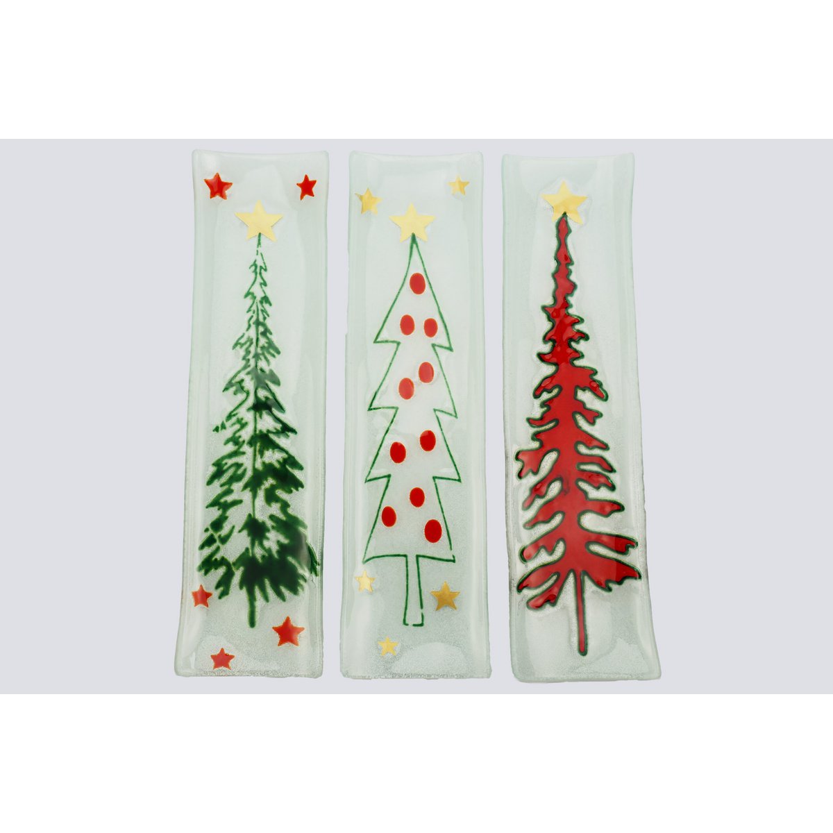 Xmas U Shape Long set of 3 42x11 Green, Red & White Xmas Trees Set of 3