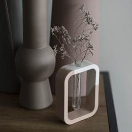 Jesmonite weiß rosa rechteckige Stielvase
