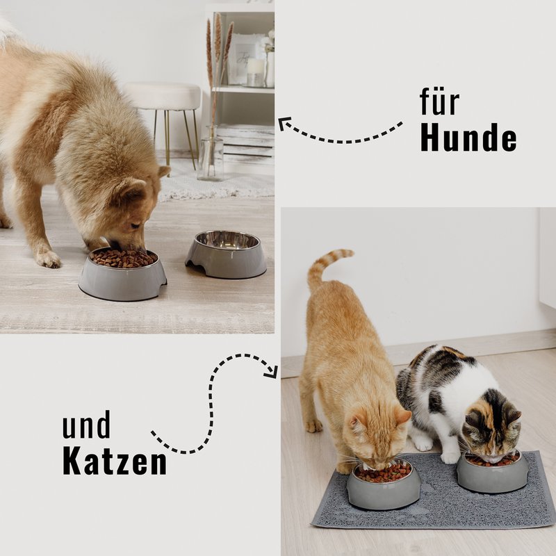 NE & NO® Food Bowl - 2 Set - voor honden en katten - Grijs [Grootte. S / M / L / XL]