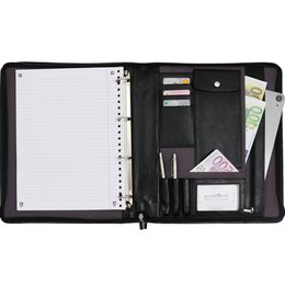 Leder-Schreibmappe für Linkshänder – Konferenzmappe – Arbeitsmappe, Tablet-Hülle und Laptop-Hülle – herausnehmbarer Ringordner A4