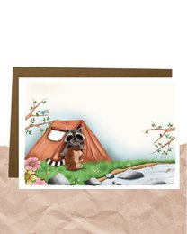 Postkort - Camping på floden