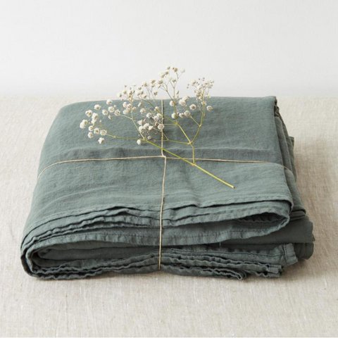 Forest Green Linen Flat Sheet