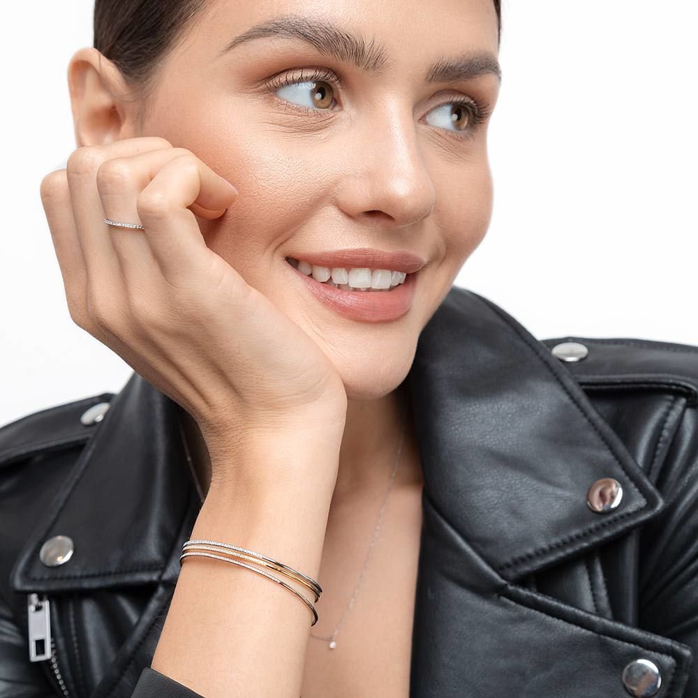 Cirkelarmring med diamanter, 18K rosaguld