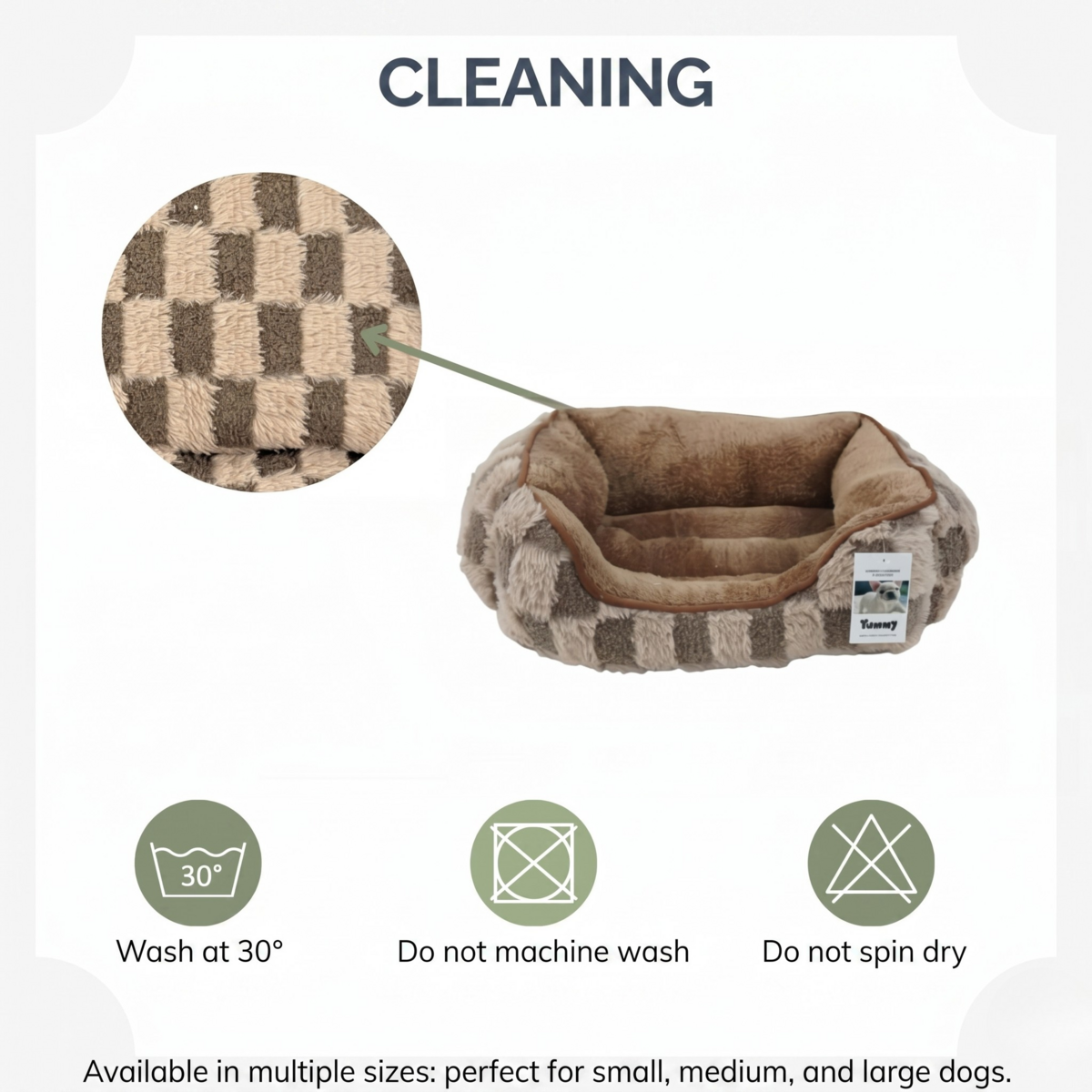 Warm Dog Bed | Grey and Brown Plaid Design | Soft & Padded Interior | Non-Slip Base | 3 Sizes Available | Cozy Bed for Small and Medium Dogs | Ideal for Winter